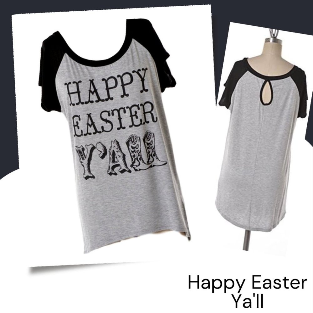 Happy Easter Ya'll Graphic Baseball Style Tee
